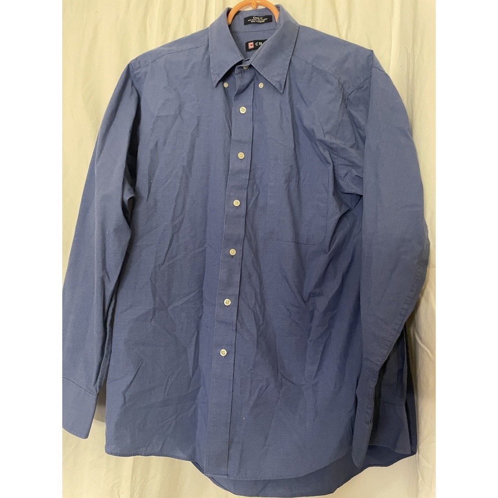 Chaps Mens Classic Fit Button Down L/S Dress Shirt Large Blue 16. 34/35